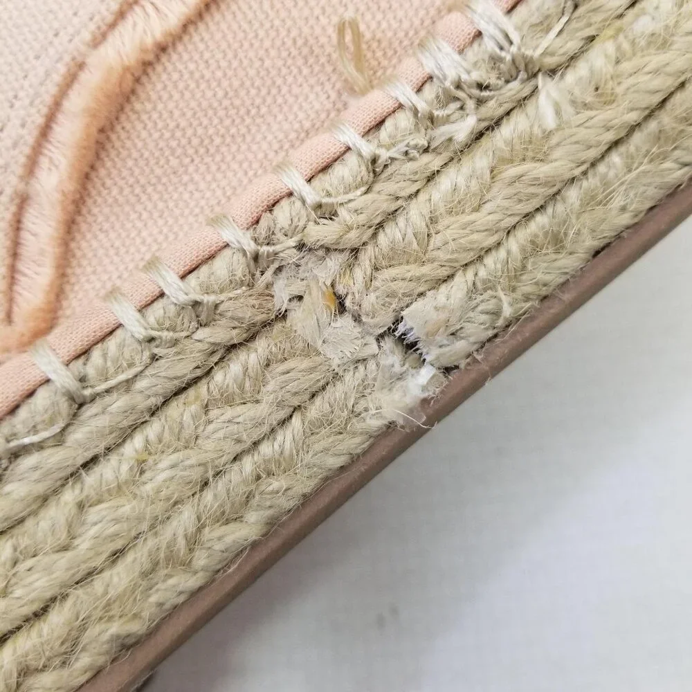 Dolce Vita 9.5 Peach Canvas‎ Espadrille Sneakers Shoes Lace Up Platform Wedge